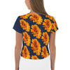 Purple Sky Blue Orange Floral Crop Tee