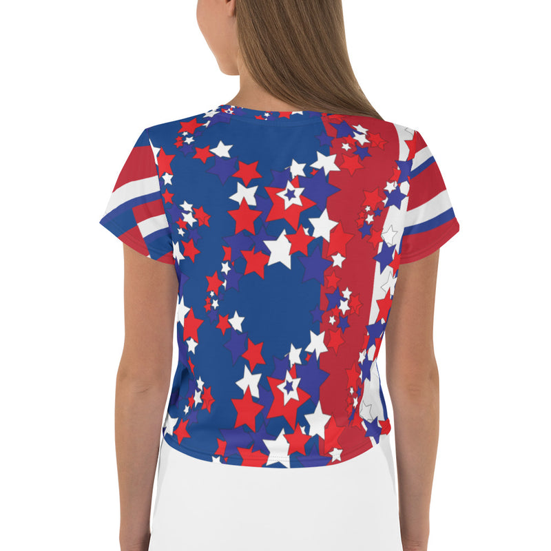 Purple Sky Patriotic Print Crop Tee