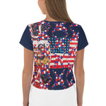 Purple Sky Patriotic Print Crop Tee