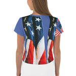 Purple Sky Motorcycle Patriotic Print Crop Tee