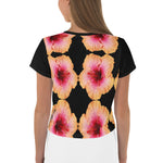 Purple Sky Black Orange Floral All-Over Print Crop Tee