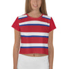 Purple Sky Striped Patriotic Print Crop Tee