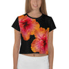 Purple Sky Black Orange Floral All-Over Print Crop Tee