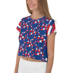 Purple Sky Patriotic Print Crop Tee