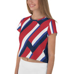 Purple Sky Striped Patriotic Print Crop Tee