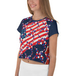 Purple Sky Patriotic Print Crop Tee