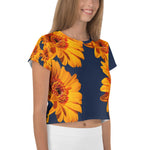 Purple Sky Blue Orange Floral Crop Tee