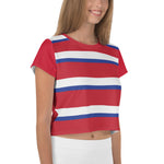 Purple Sky Striped Patriotic Print Crop Tee