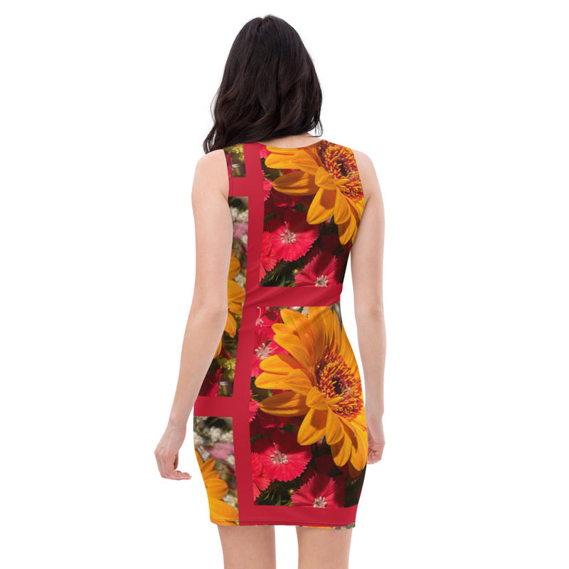 Purple Sky Orange Floral Print Red Tank Dress