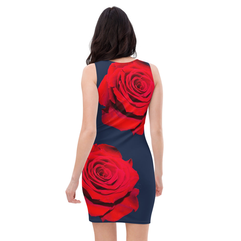 Purple Sky Red Rose Tank Dress