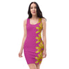 Purple Sky Gold Floral Print Pink Tank Dress