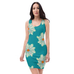 Purple Sky Floral Print Turquoise Tank Dress