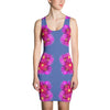 Purple Sky Fushia Floral Print Blue Tank Dress