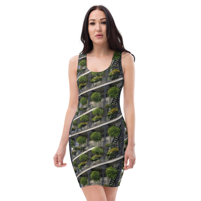 Purple Sky Green Floral Print Grey Tank Dress