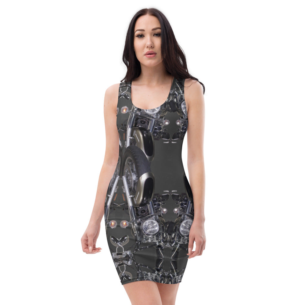 Purple Sky Grey Motorcycle Print Tank Dress