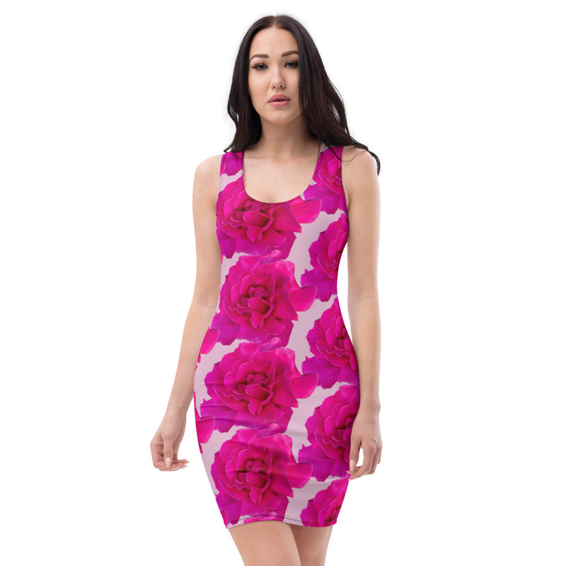 Purple Sky Floral Print Pink Tank Dress