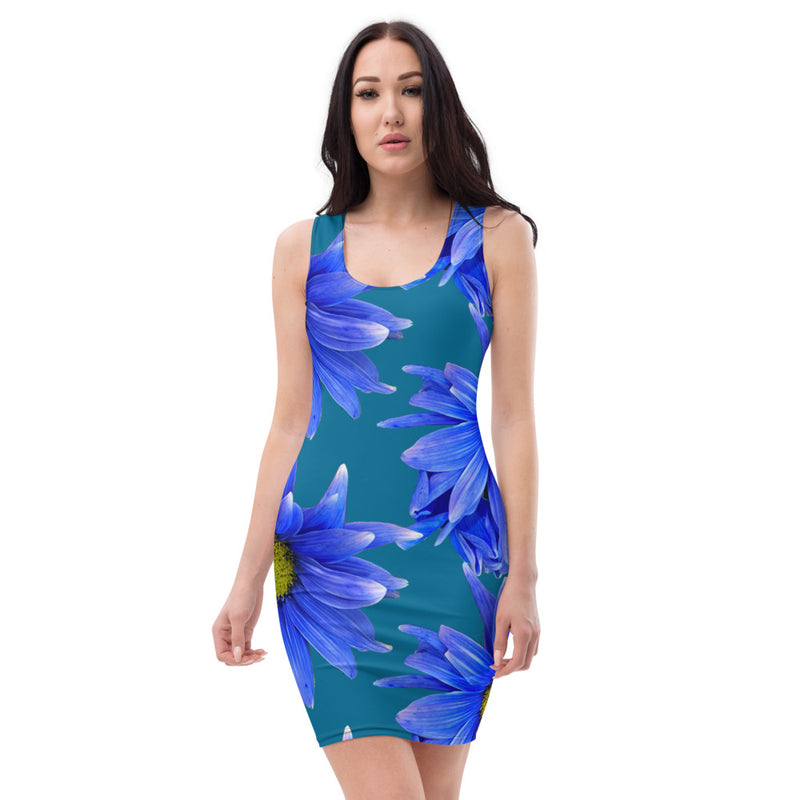 Purple Sky Blue Floral Tank Dress