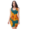 Purple Sky Apparel Green and Orange Floral Tank Dress