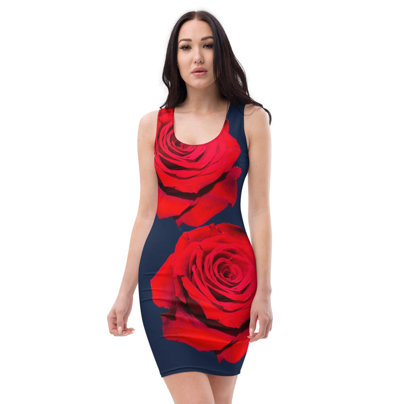 Purple Sky Red Rose Tank Dress