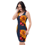 Purple Sky Orange Floral Print Black Tank Dress