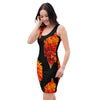 Purple Sky Orange Floral Print Black Tank Dress