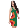 Purple Sky Orange Floral Print Green Tank Dress