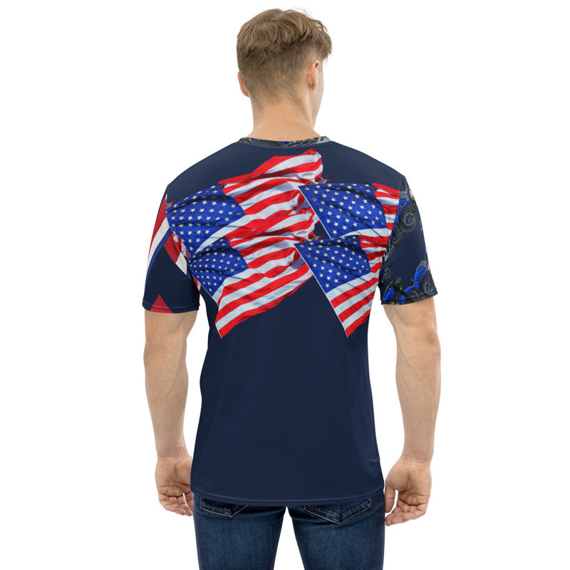 Purple Sky Motorcycle Patriotic Designer Men's T-shirt