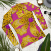 Purple Sky Gold Floral Print Purple Unisex Rash Guard