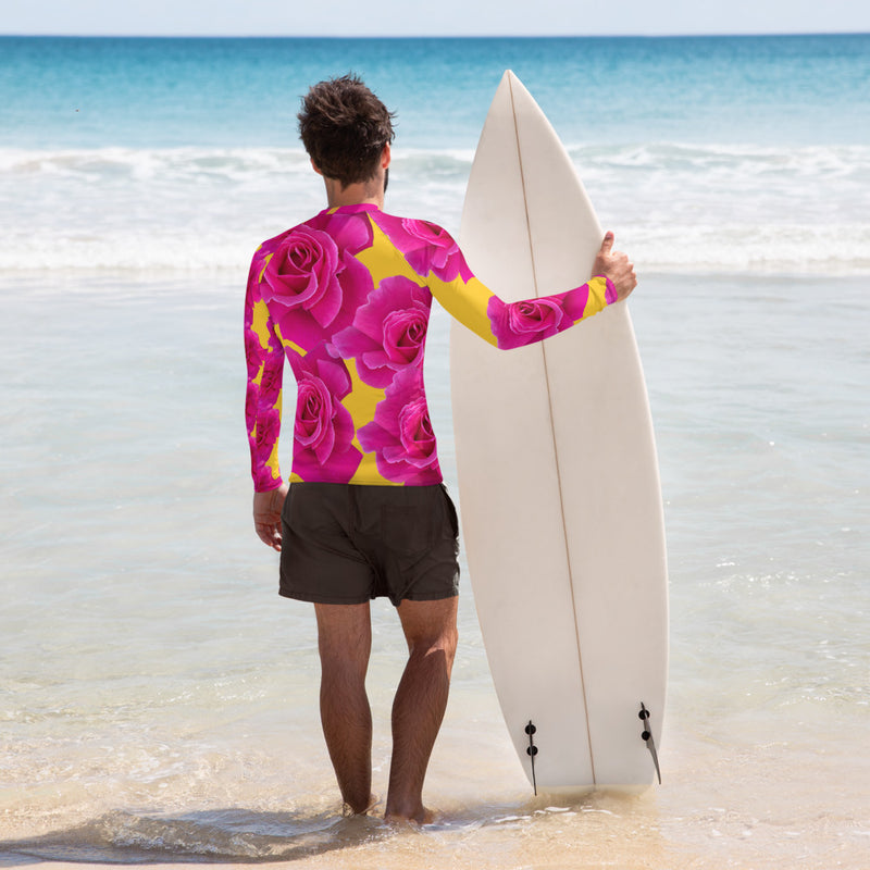 Purple Sky Pink Yellow Striped Unisex Rash Guard