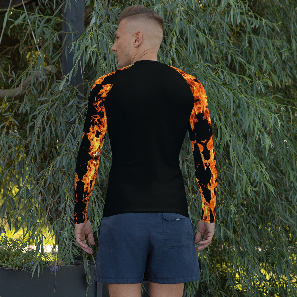 Purple Sky Flame Graphic Black Men's Rash Guard