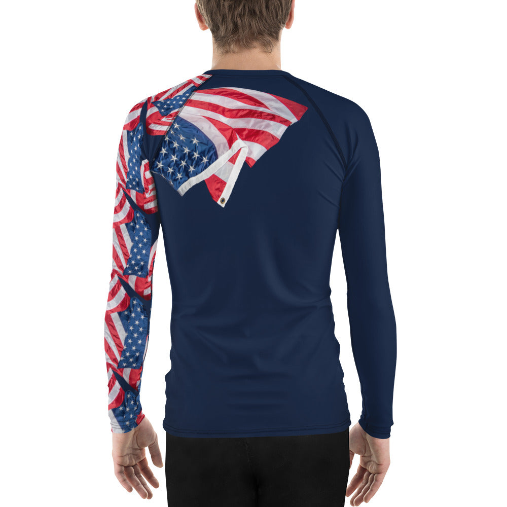 Purple Sky Men's Patriotic Flag Print Rash Guard