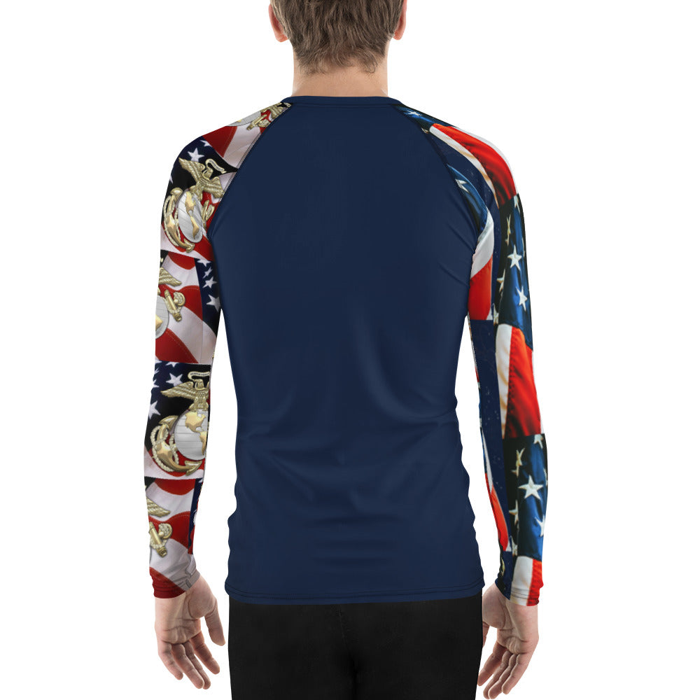 Purple Sky Men's Patriotic Flag USMC Print Rash Guard