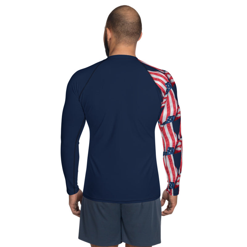 Purple Sky Flag Sleeve Patriotic Men's Rash Guard