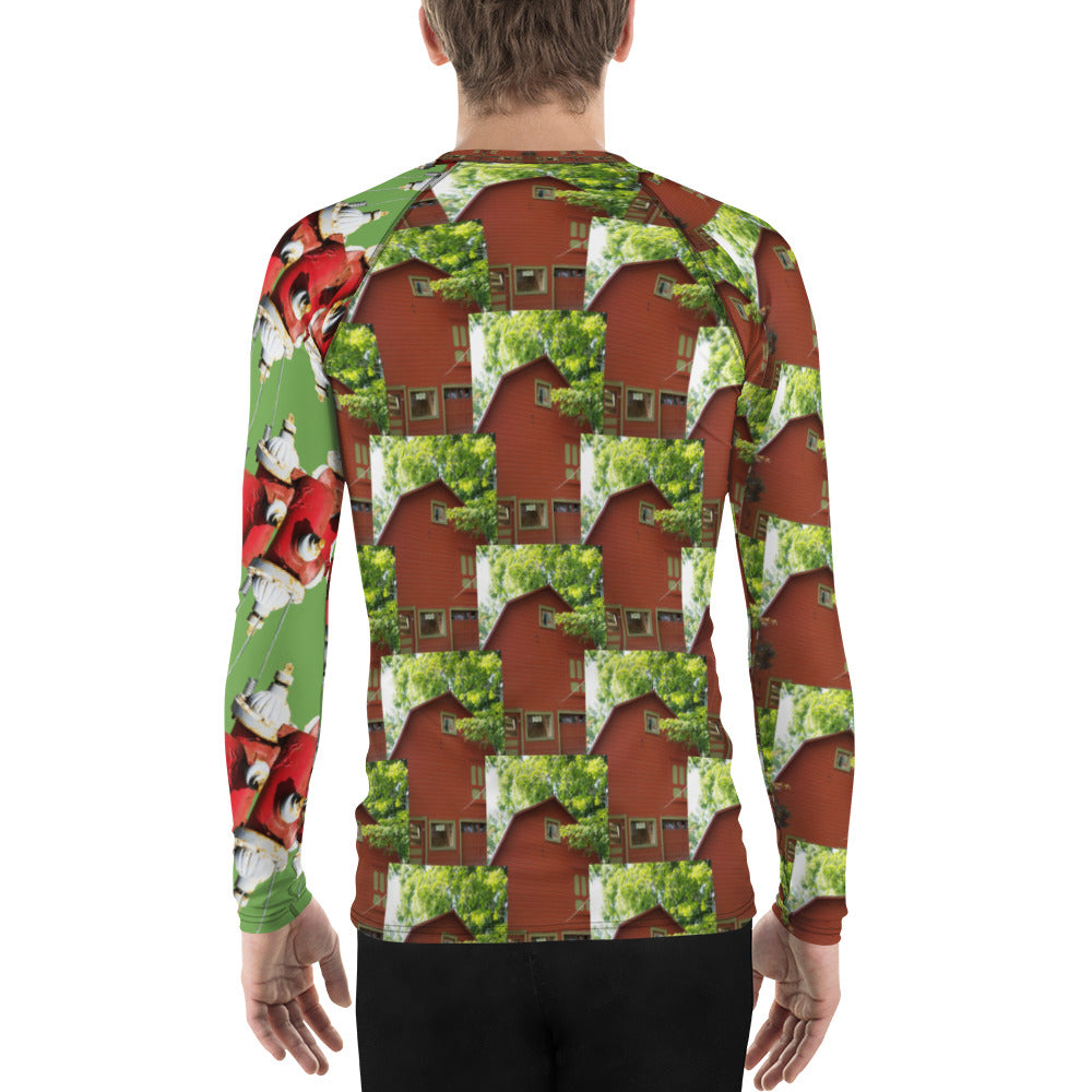 Purple Sky Brown and Green Custom Design Men's Rash Guard