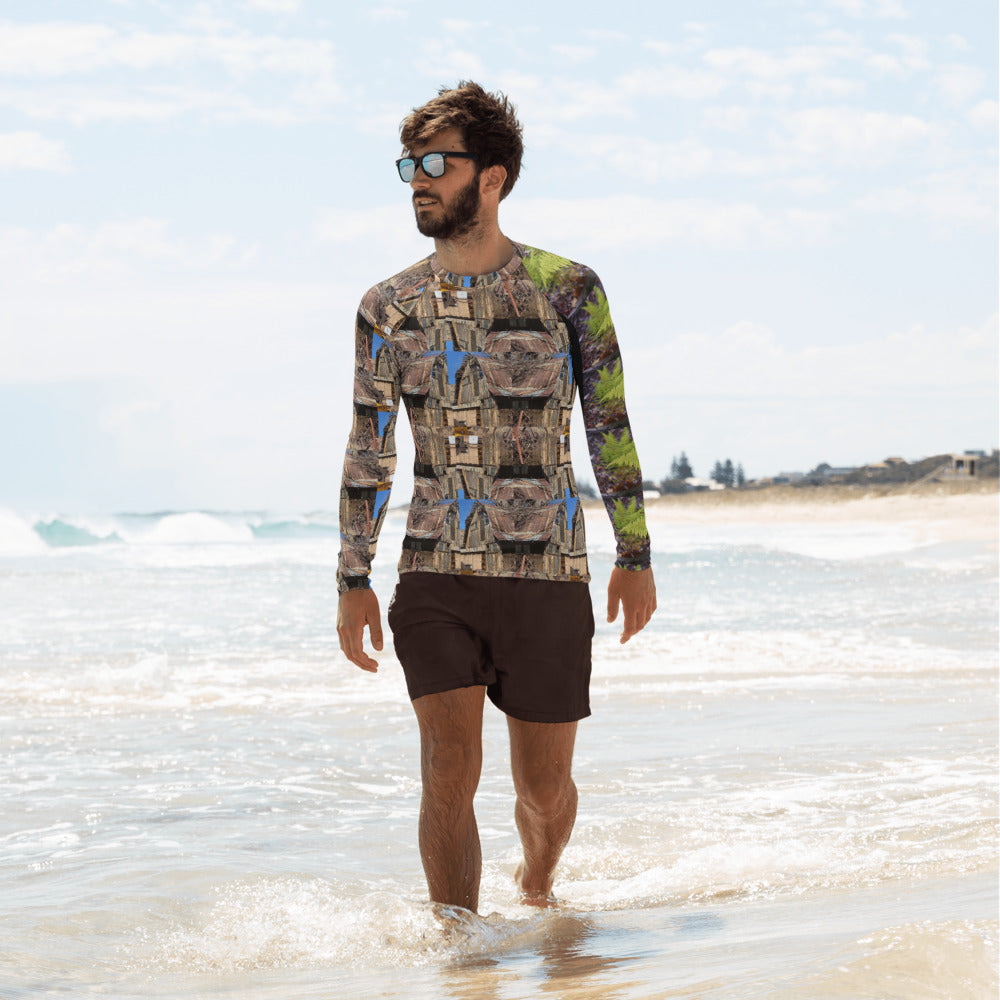 Purple Sky Rustic Print Men's Rash Guard