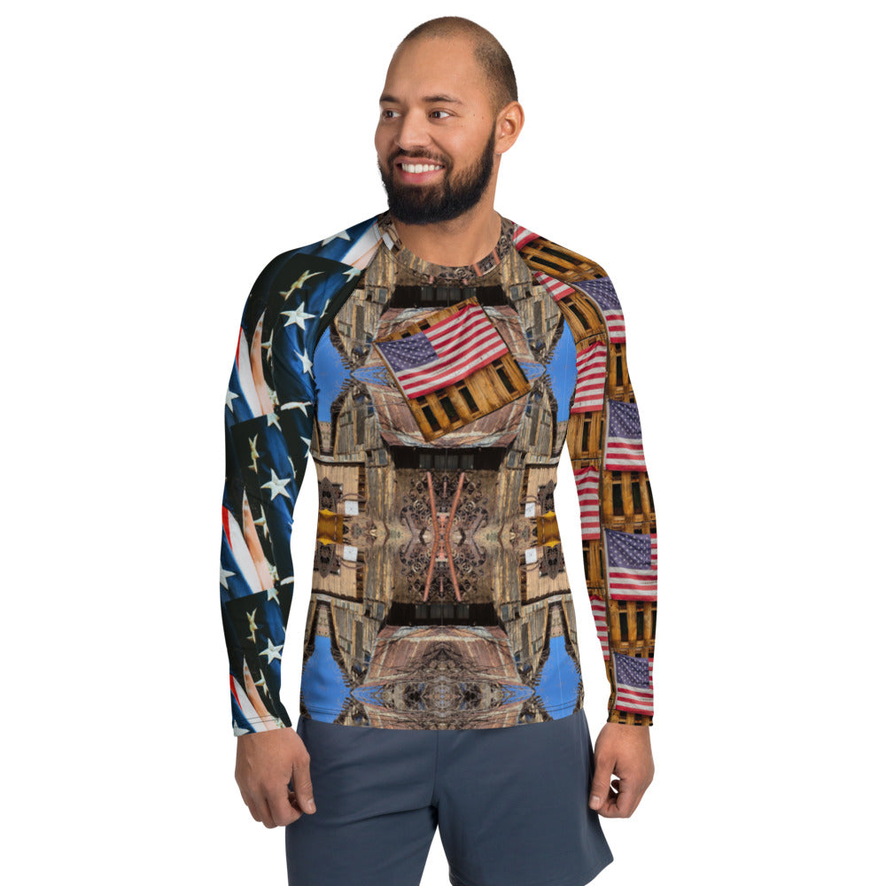 Purple Sky Rustic Flag Designed Men's Rash Guard