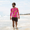 Purple Sky Pink Yellow Striped Unisex Rash Guard