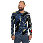 Purple Sky Designer Blue and Black Men's Rash Guard