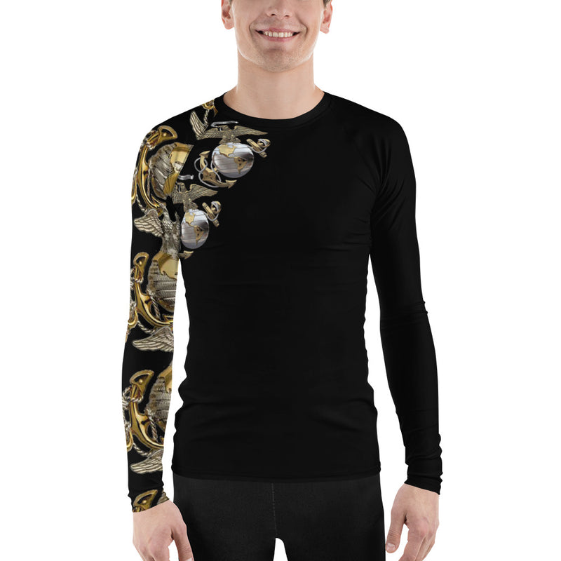 Purple Sky Marine Motif Black Men's Rash Guard