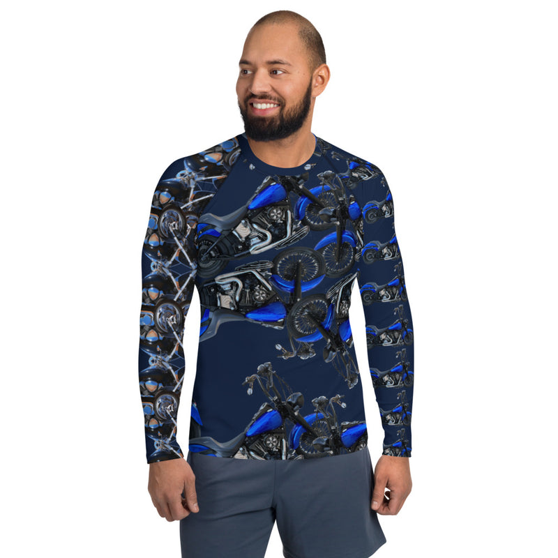 Purple Sky Blue Motorcycle Men's Rash Guard