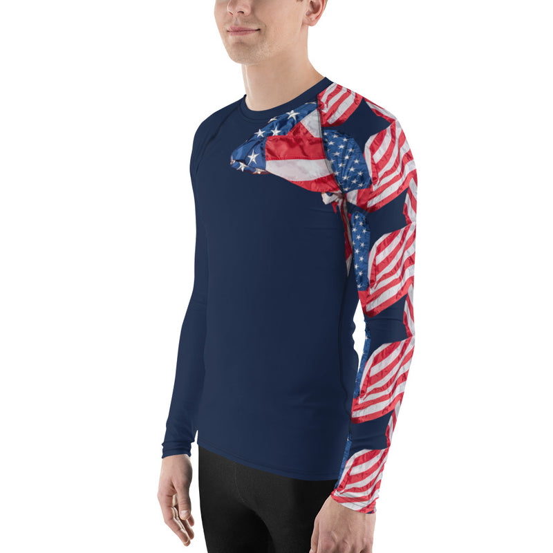 Purple Sky Men's Patriotic Flag Print Rash Guard