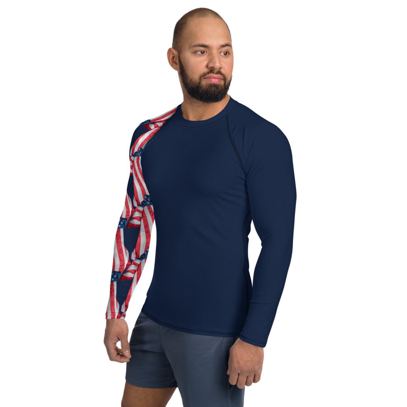 Purple Sky Flag Sleeve Patriotic Men's Rash Guard