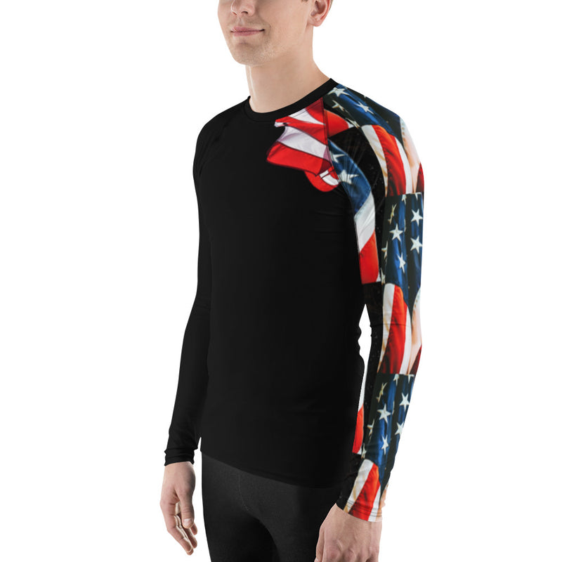 Purple Sky Black Flag Sleeve Men's Rash Guard