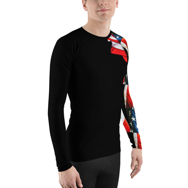 Purple Sky Flag Draped Black Rash Guard