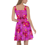 Purple Sky Purple Red Floral Print Skater Dress