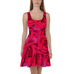 Purple Sky Red Rose Skater Dress