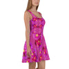 Purple Sky Purple Red Floral Print Skater Dress