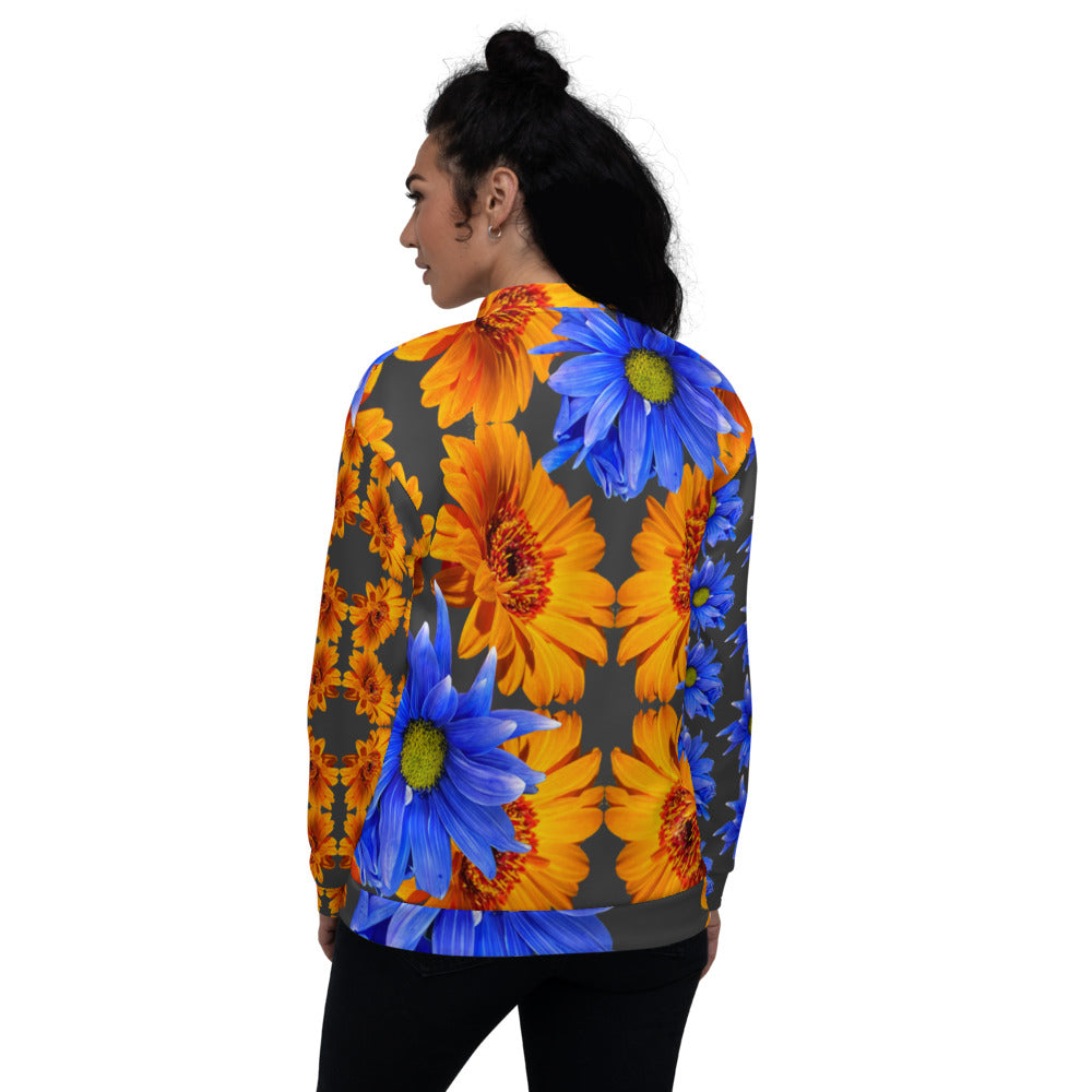 Purple Sky Custom Collection  Orange and Blue Unisex Bomber Jacket