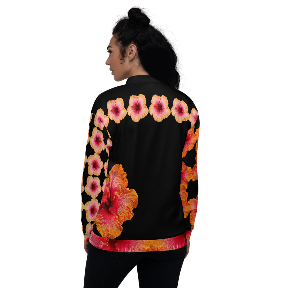 Purple Sky Corals and Black Custom Unisex Bomber Jacket