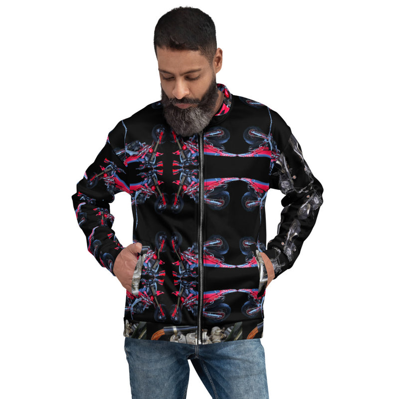 Purple Sky Motorcycle Print Bomber Jacket